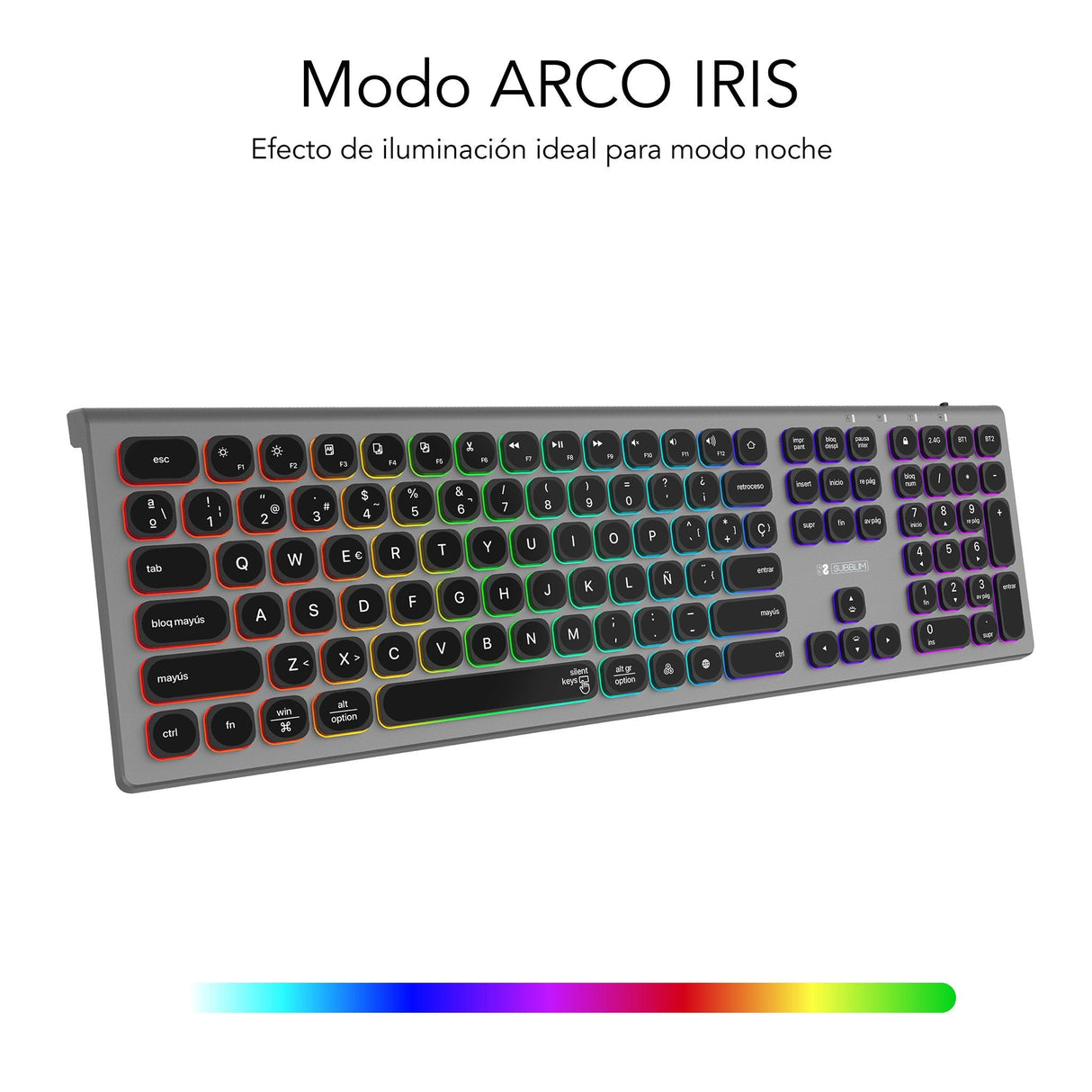 Teclado Español Inalámbrico Subblim Master Gris Y Negro