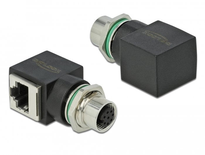 Delock Netzwerkadapter M12 A-Kodiert 8 Pin Buchse Zu Rj45 Buchse