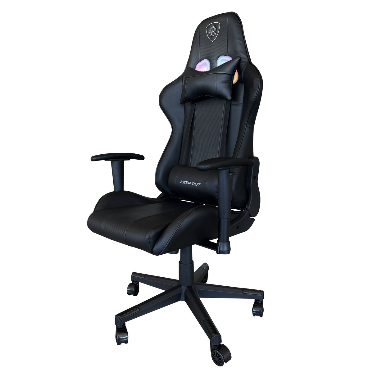 Silla Gaming Keepout Xspro-Racing Rgb Black Reposabrazos 2d/ Iluminacion Rgb Con Mando A Distancia/ Ruedas De Nylon/ Cojin Lumbar Y Cervical