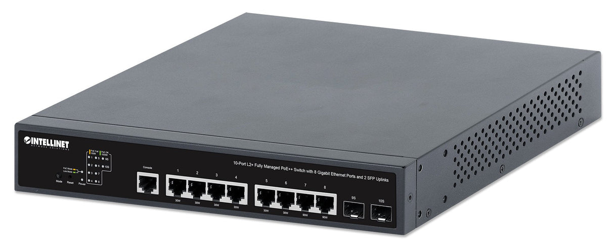 Intellinet 10-Port L2+ Managed Poe++ Switch 8x Gbit 2x Sfp