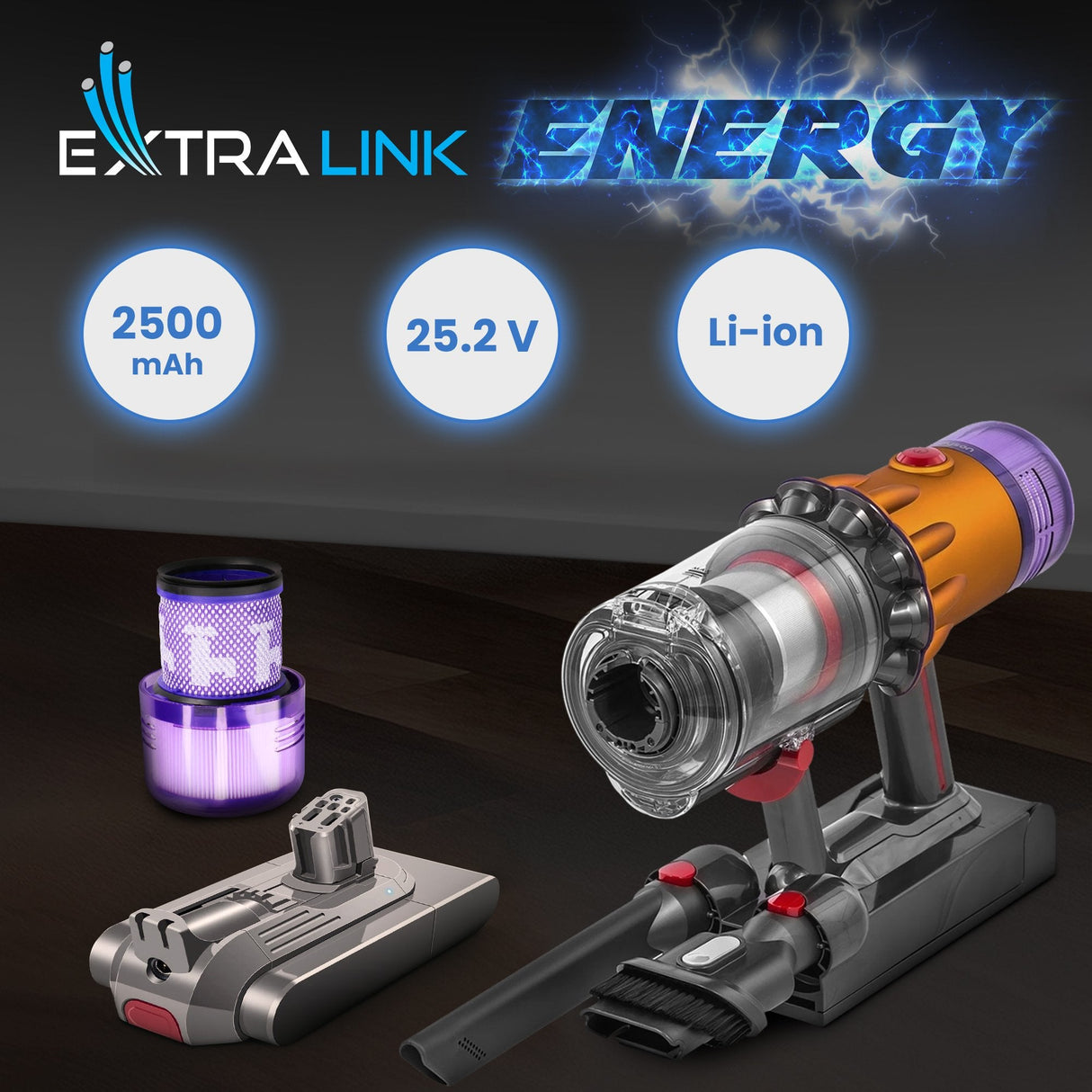 Bateria Zamiennik Dyson V12 25.2v 2500mah + Filter