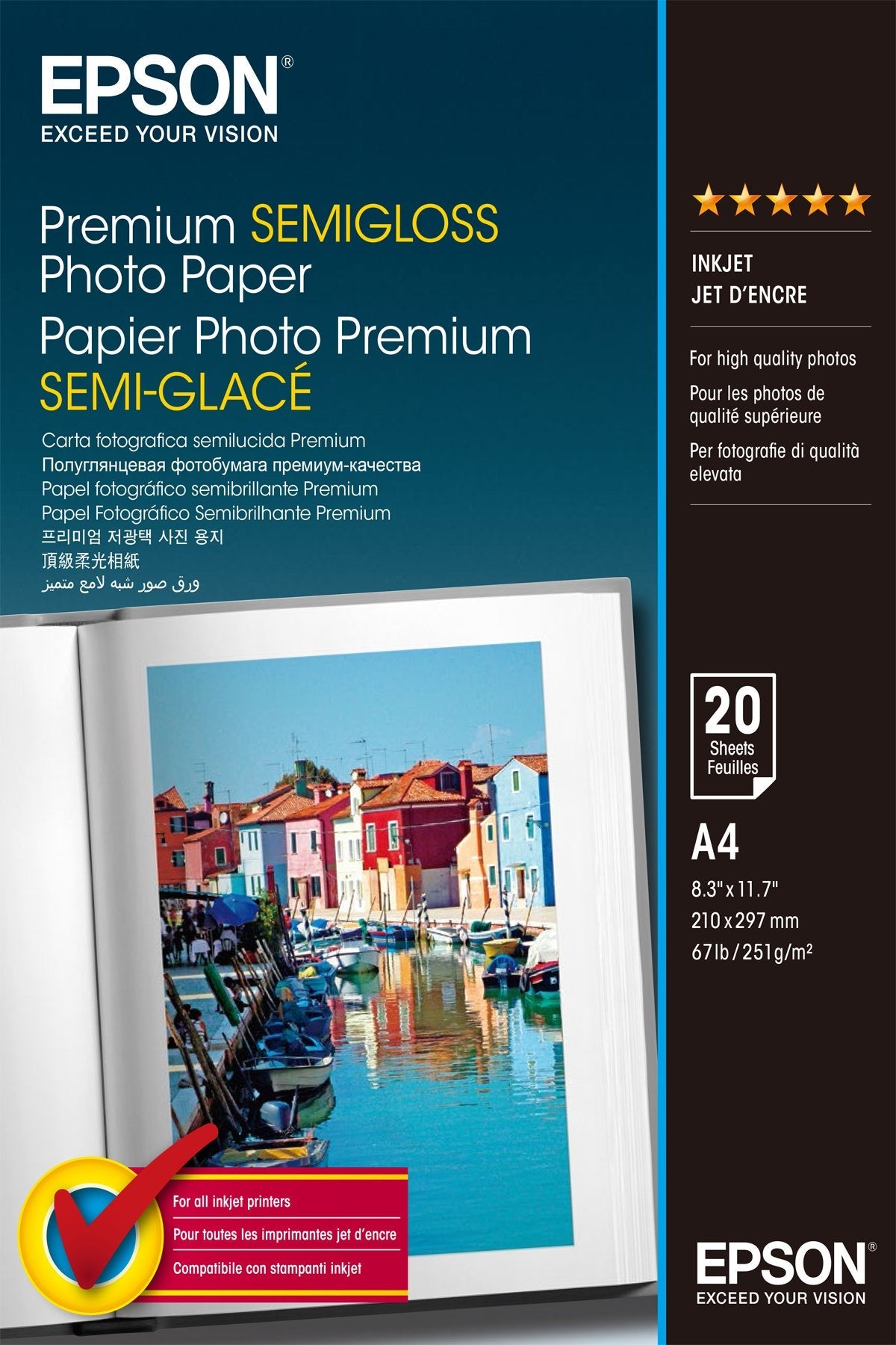 Papel Fotográfico Epson C13s041332 Din A4 251g 20 Hojas Semi Brillante