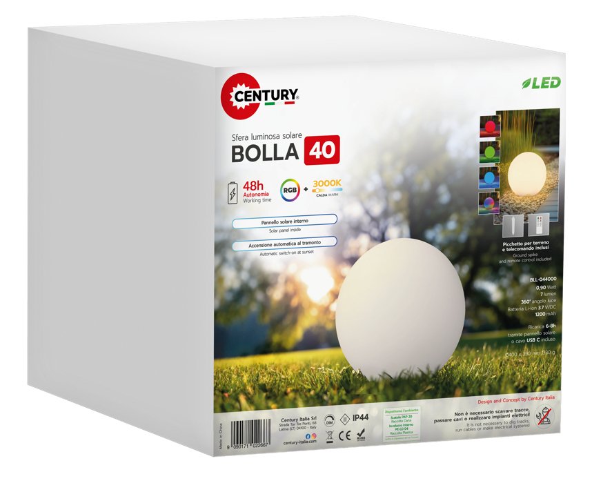 Lámpara Solar Led Century Bolla 0,9w Rgb Tenue. Ip44 Grande
