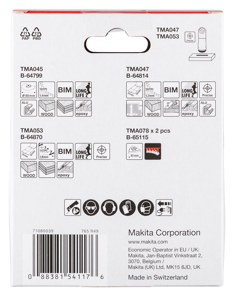Makita B-67511 Juego De Hojas De Sierra 5 Piezas B-67511