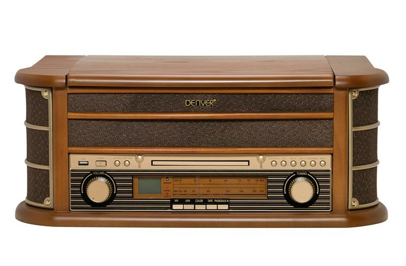 Denver Minicadena Mcr-50 Tocadiscos Cd Radio Am Fm Casette Retro