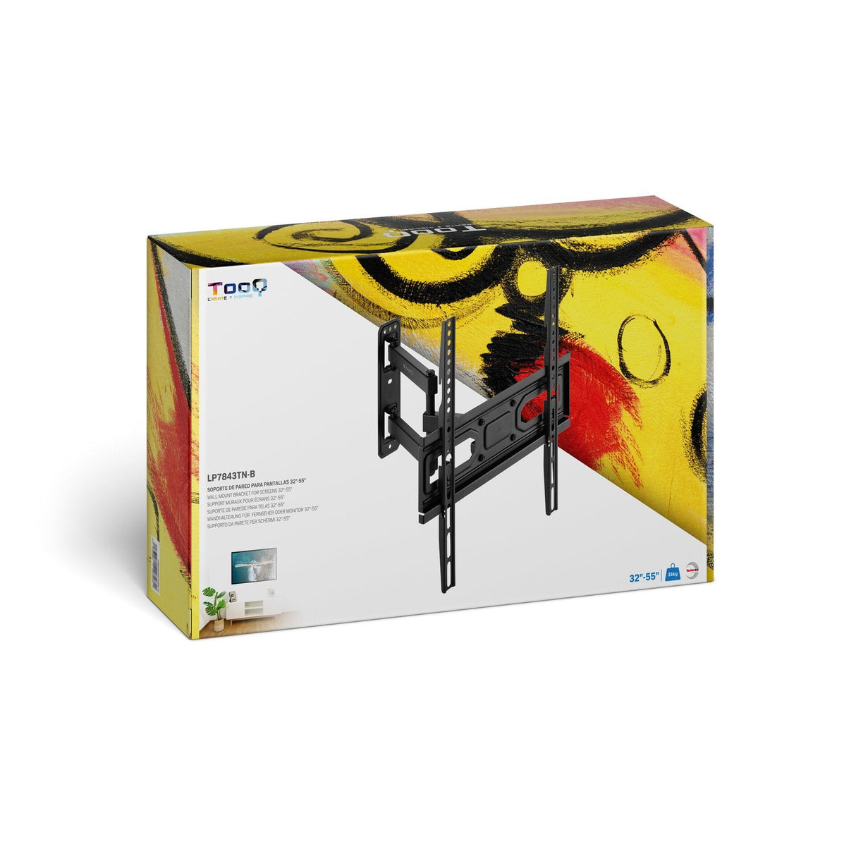 Tooq Soporte Pared Pantallas 32-55" Gira/Incli - Negro