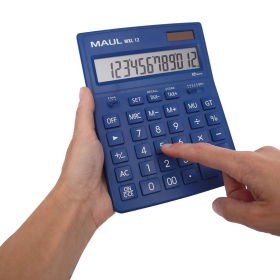 Maul Calculadora Bolsillo Mxl 12 Pantalla Grande De 12 Dígitos Calculadora Grande Con Funciones Comerciales Calculadora Con Batería Y Energía Solar 20,5 X 15,5 X 3,5 Cm Azul