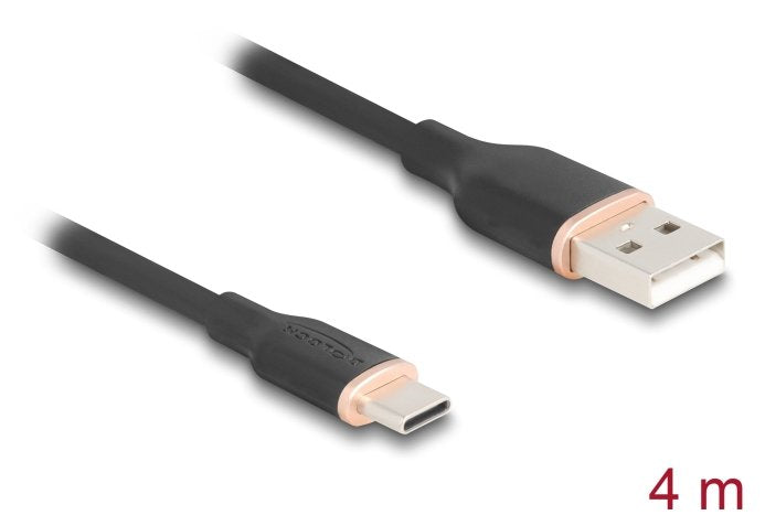 Delock 81228 Cable Usb 2.0 Usb Tipo-A Macho A Usb Type-C Macho 4 M Negro Silicona