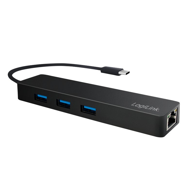 Logilink Hub De 3 Puertos Usb 3.1 Type C W/Gigabit Lan Negro Ua0313