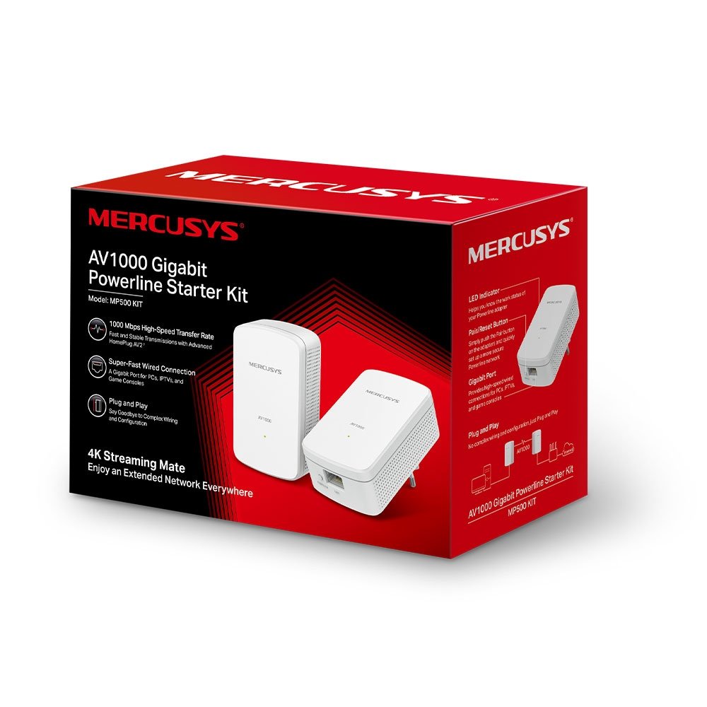 Adaptador Plc Mercusys Mp500 Kit 2 Uds 1000m·