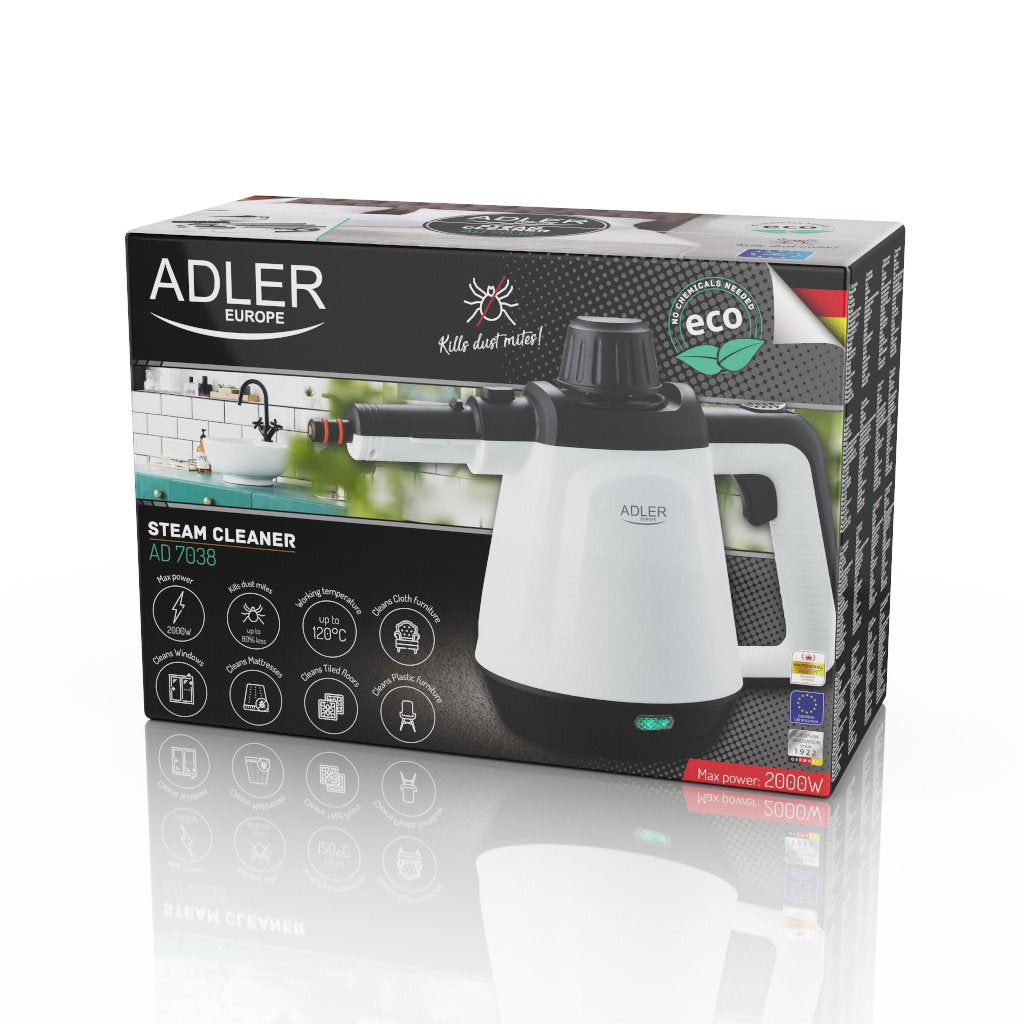 EAN 5903887803588 - Adler AD 7038 limpiador a vapor Limpiador a vapor portátil 0,45 L 2000 W Negro, Blanco imagen 18