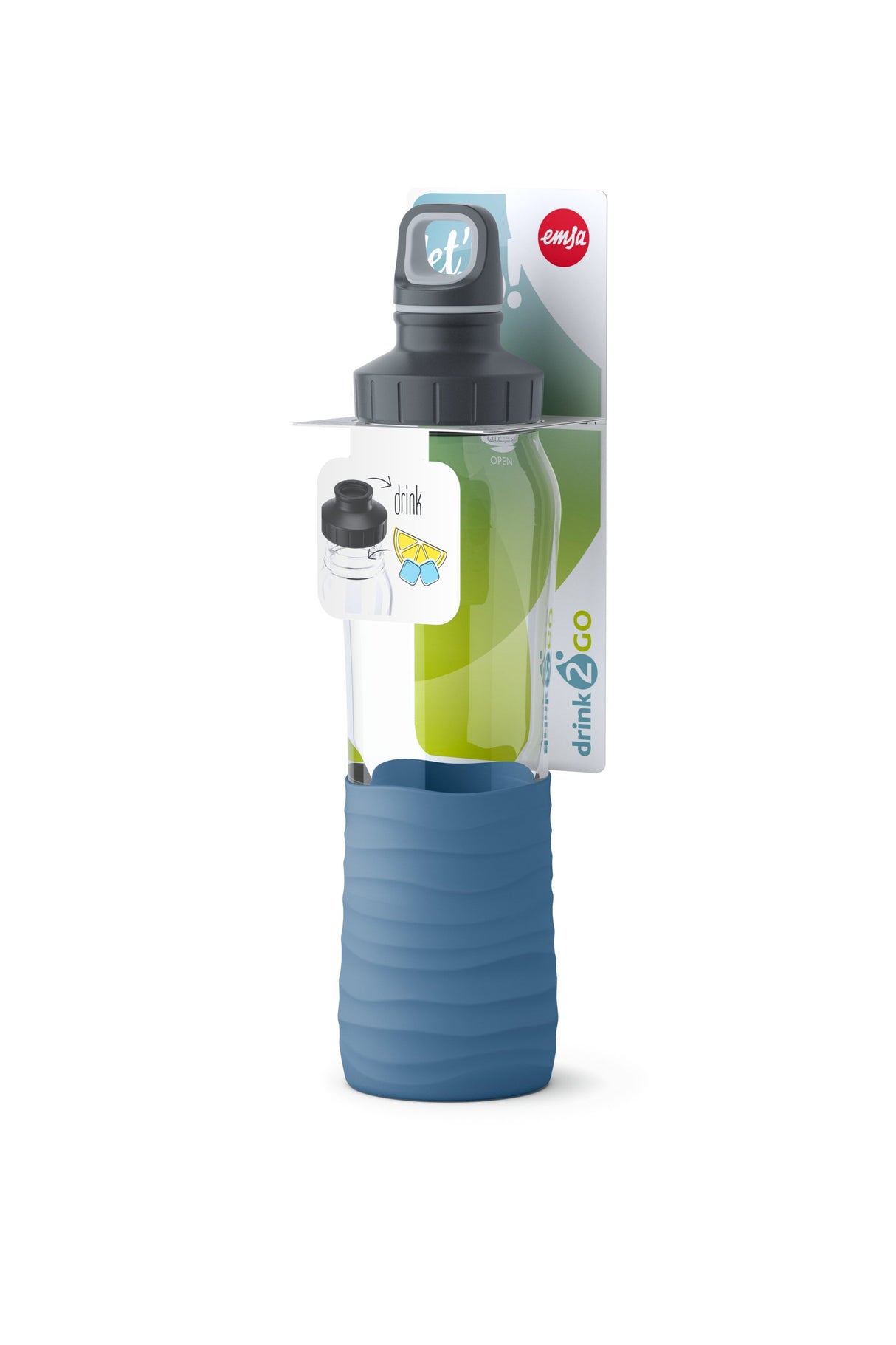 EAN 4009049531298 - EMSA KW DRINK2GO N31002 Uso diario 700 ml Vidrio Azul, Transparente imagen 4