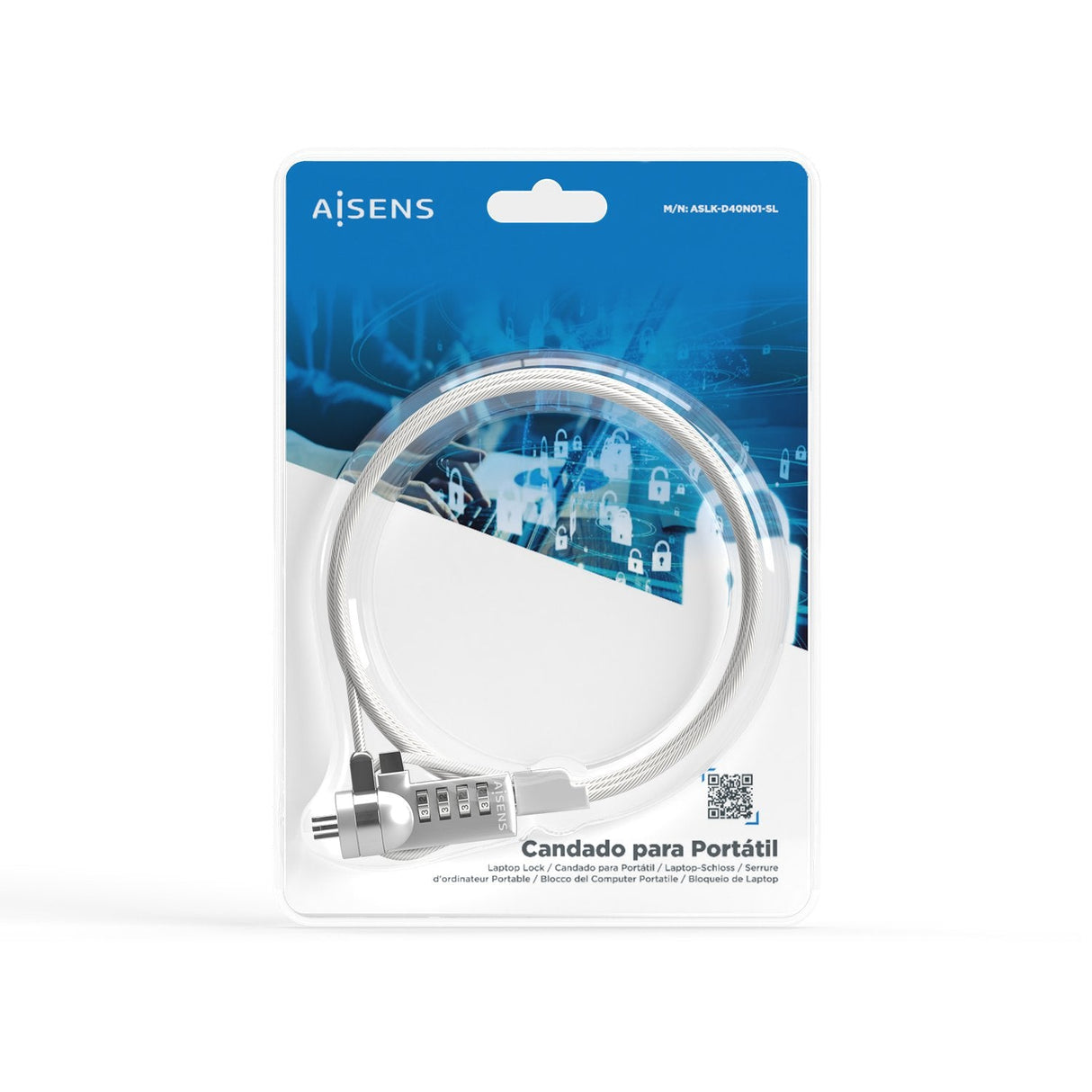 Aisens Cable Con Cerradura De Combinacion Para Ordenador, Monitor, Portatil - 1.50m