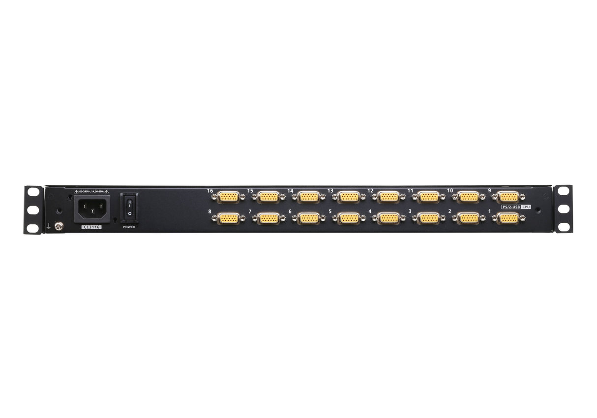Aten Cl3116nx Kvm-Switch 46.99cm 18.5zoll Tft Vga Ps 2-Usb 16 Port Tastaturlayout Deutsch