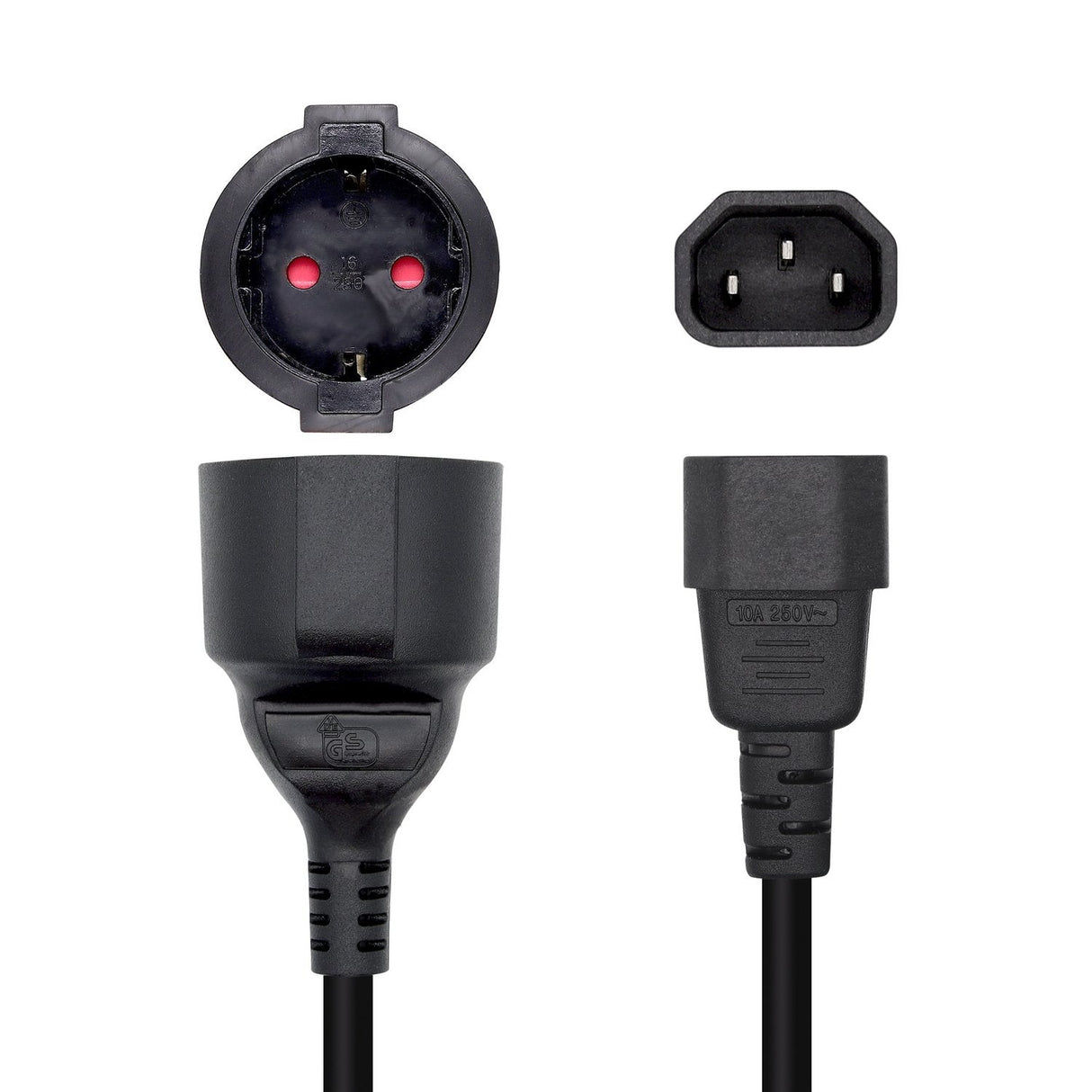 Aisens Cable Alimentacion 16a - C14/M A Cee7/H - 25cm - Negro