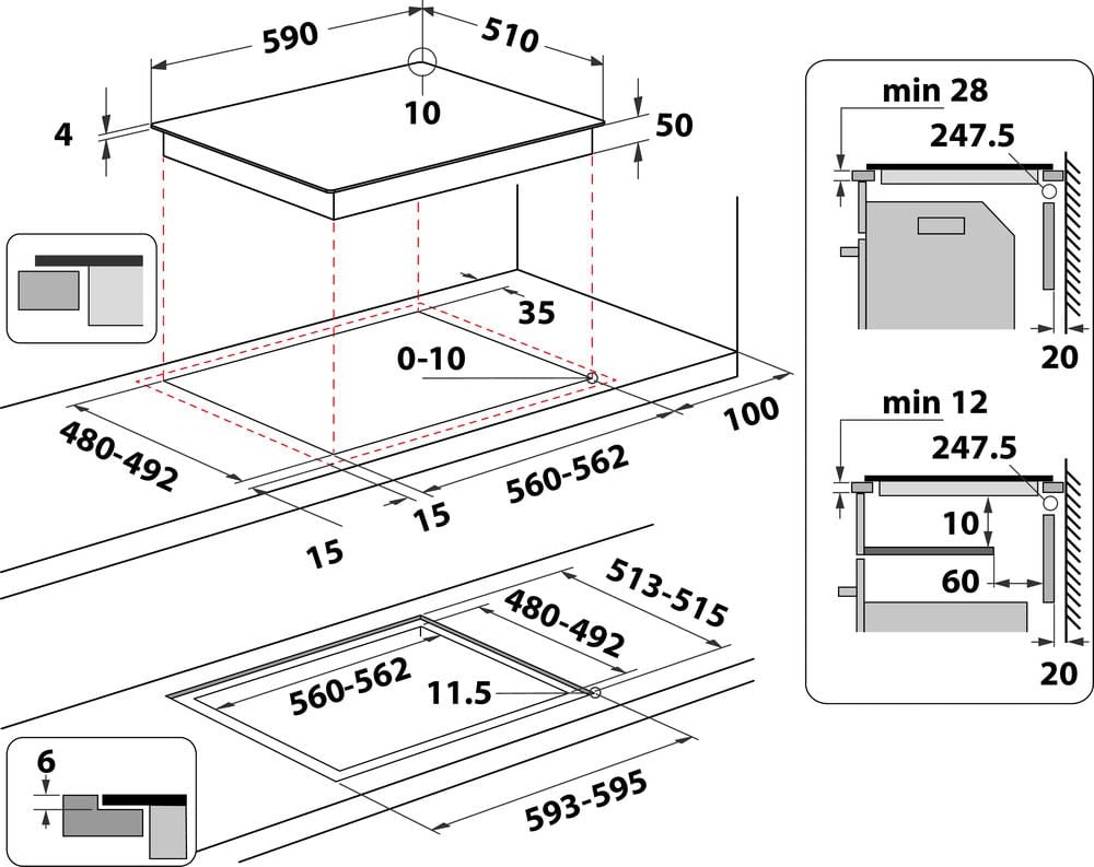 Indesit Ib 65b60 Ne Negro Integrado 59 Cm Con Placa De Inducción 4 Zona(S)