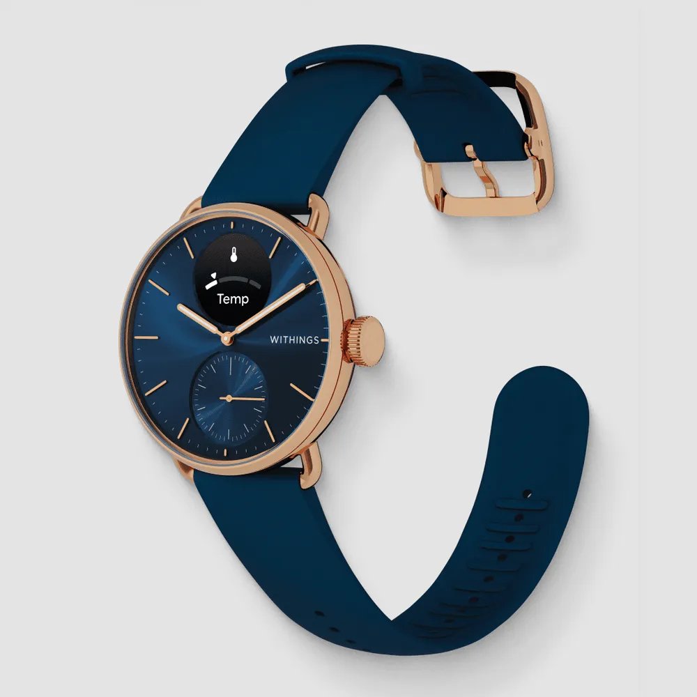 Withings Scanwatch 2 38mm Oro Rosa Azul Ekg, Blutsauerstoffgehalt, Schlafüberwachung
