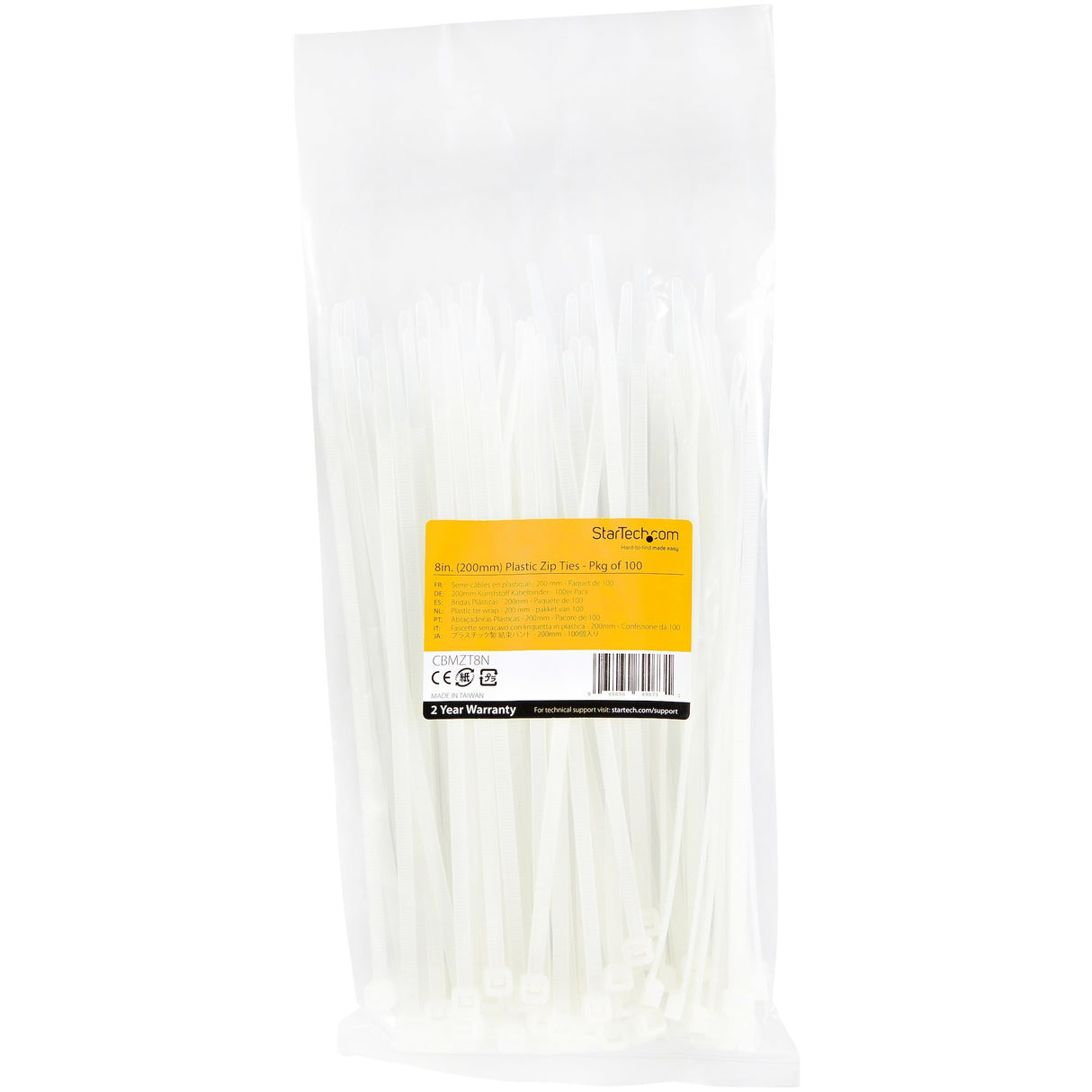 EAN 0065030890731 - StarTech.com CBMZT8N presilla Brida reutilizable Nylon, Plástico Blanco 100 pieza(s) imagen 6