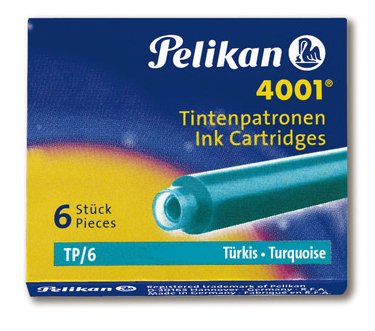 Pelikan Caja De 6 Cartuchos 4001 Tp/6 - Recambio Para Plumas Estilograficas - Color Azul Turquesa