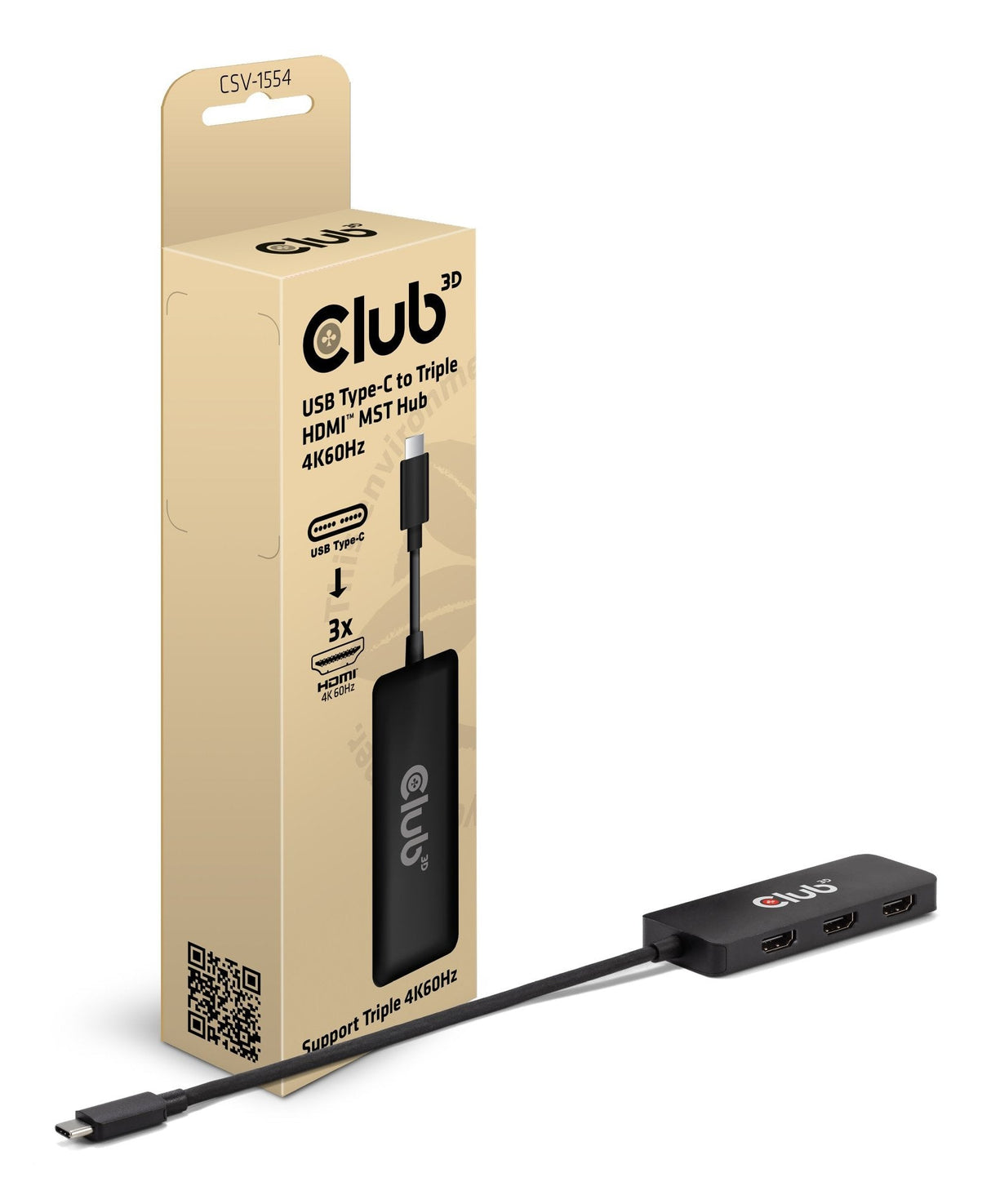 EAN 8719214473181 - CLUB3D CSV-1554 hub de interfaz USB Tipo C Negro imagen 1