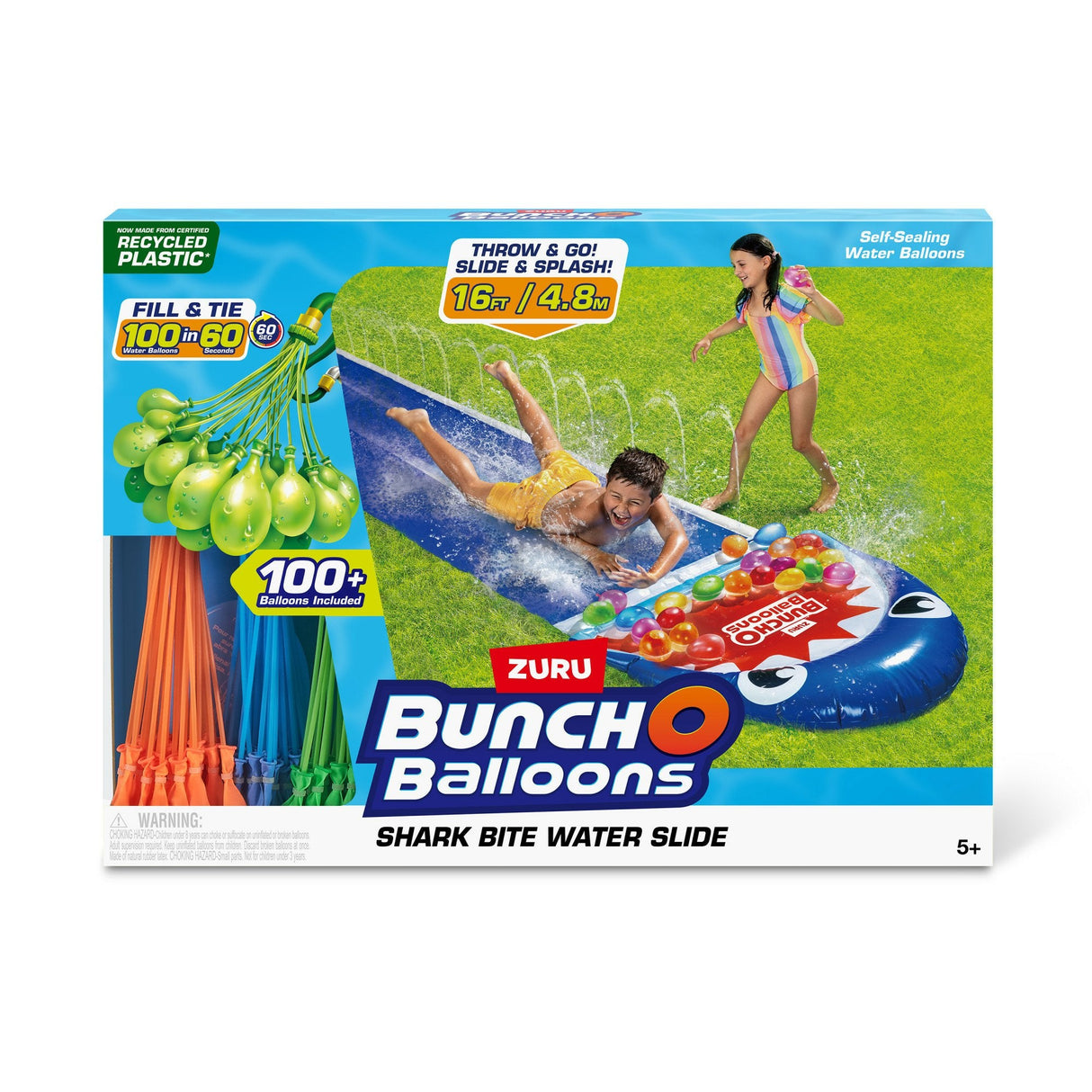 Zuru Bunch O Balloons - Tobogán Acuático De Tiburón Con 100 Globos De Agua, Juguete Acuático 56584