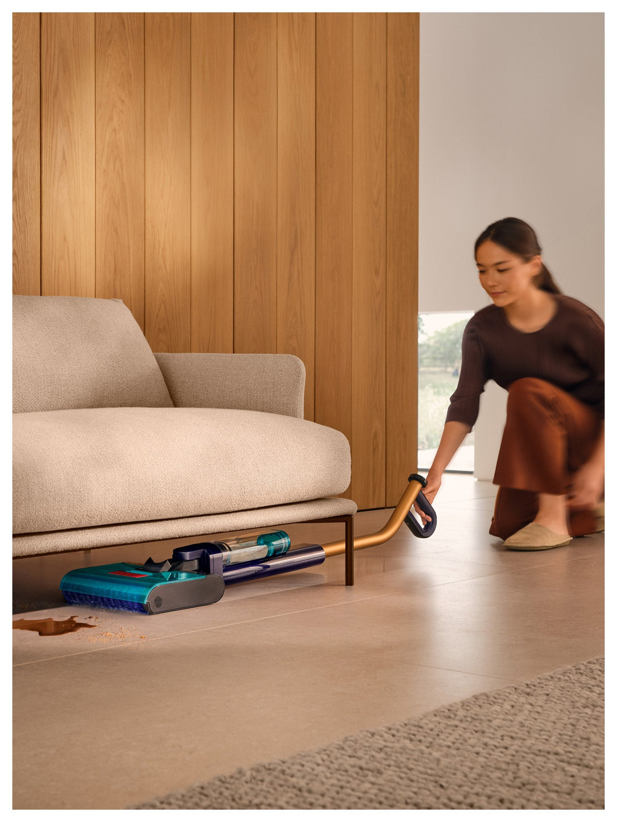Dyson Clean + Wash Hygiene Escoba Eléctrica Batería Seca Y Húmeda Sin Bolsa Azul, Cobre