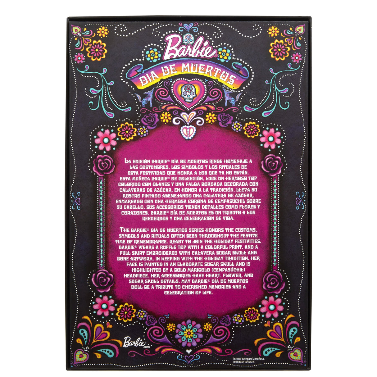 Muñeca Mattel Barbie Signature Día De Muertos 2024 Coleccionable Con Vestido Negro Con Volantes Hrm72