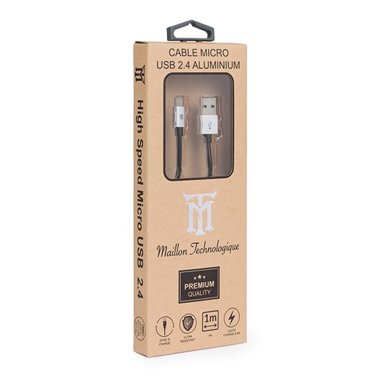 Premium Cable Maillon Micro Usb 2.4 Aluminio Plateado 1m
