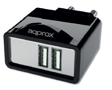 Approx Cargador Pared Appuats 5v/2.1a 2xusb 6 Conectores Funcion Soporte Negro