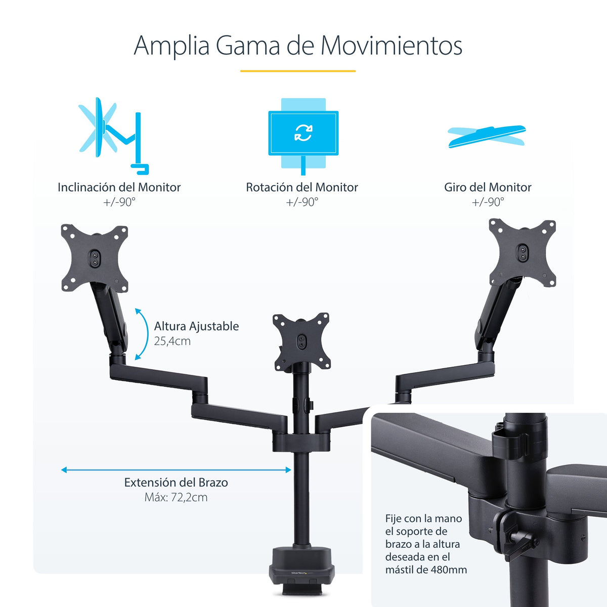 EAN 65030902038 - StarTech.com 3MP2AG-MONITOR-ARM soporte para monitor 68,6 cm (27") Negro imagen 17