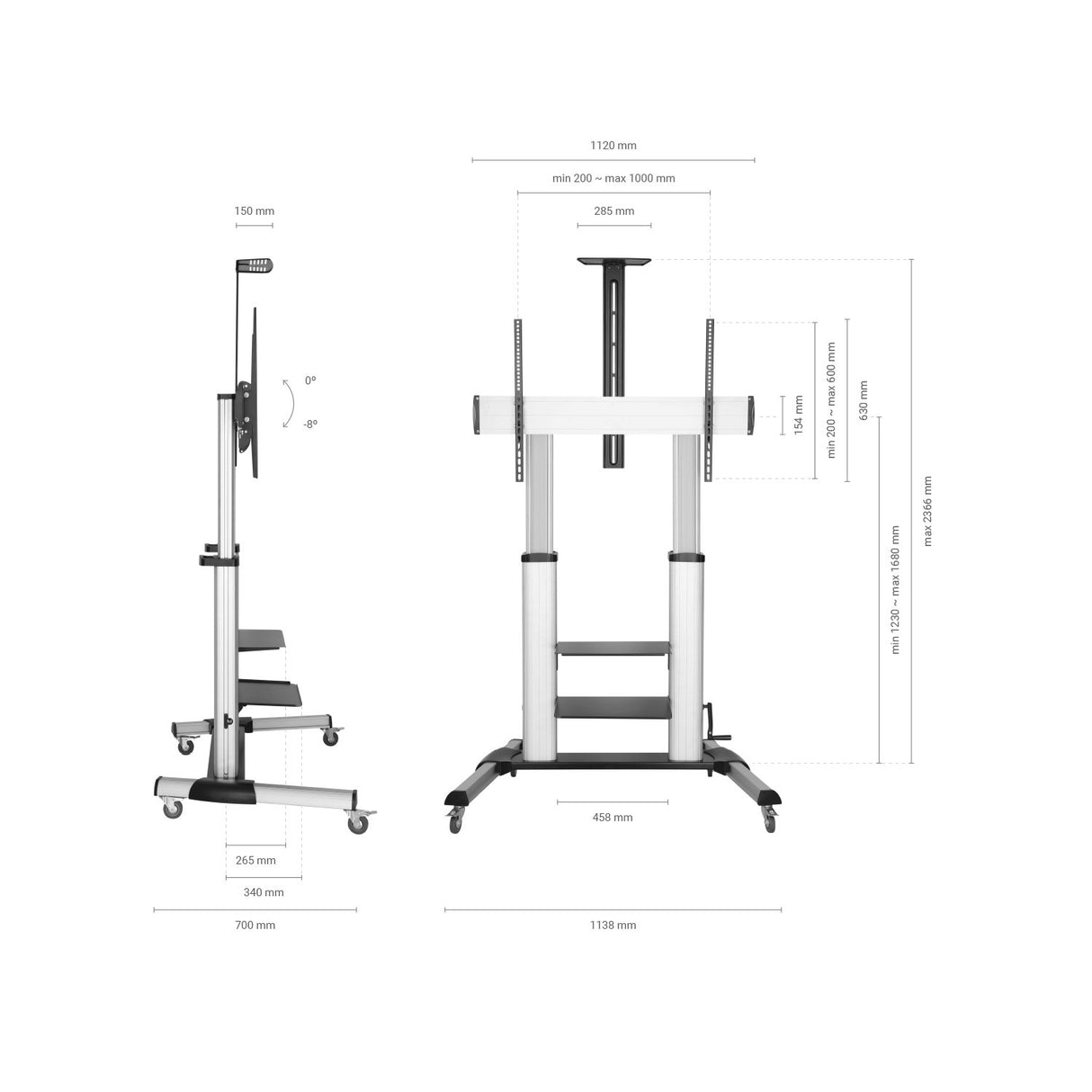EAN 8436574707427 - AISENS FT100TE-125 soporte para pantalla de señalización 2,54 m (100") Negro, Plata imagen 4