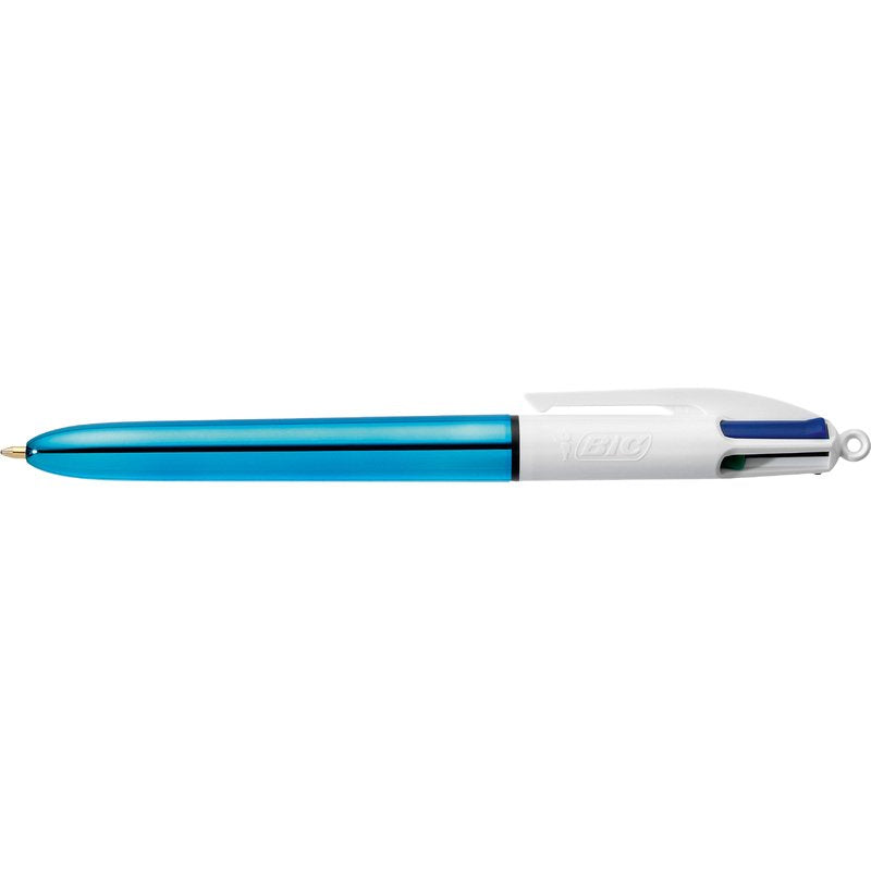 Bic Bolígrafo Shine Silver Tinta 4 Colores Cuerpo Blanco/Azul Metálico Caja -12u-