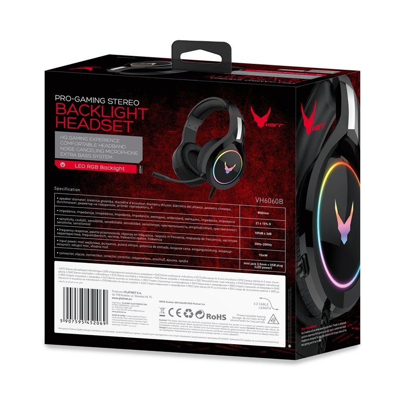 EAN 5907595452069 - Omega VH6060B Auriculares Alámbrico Diadema Juego Negro, Metálico imagen 8