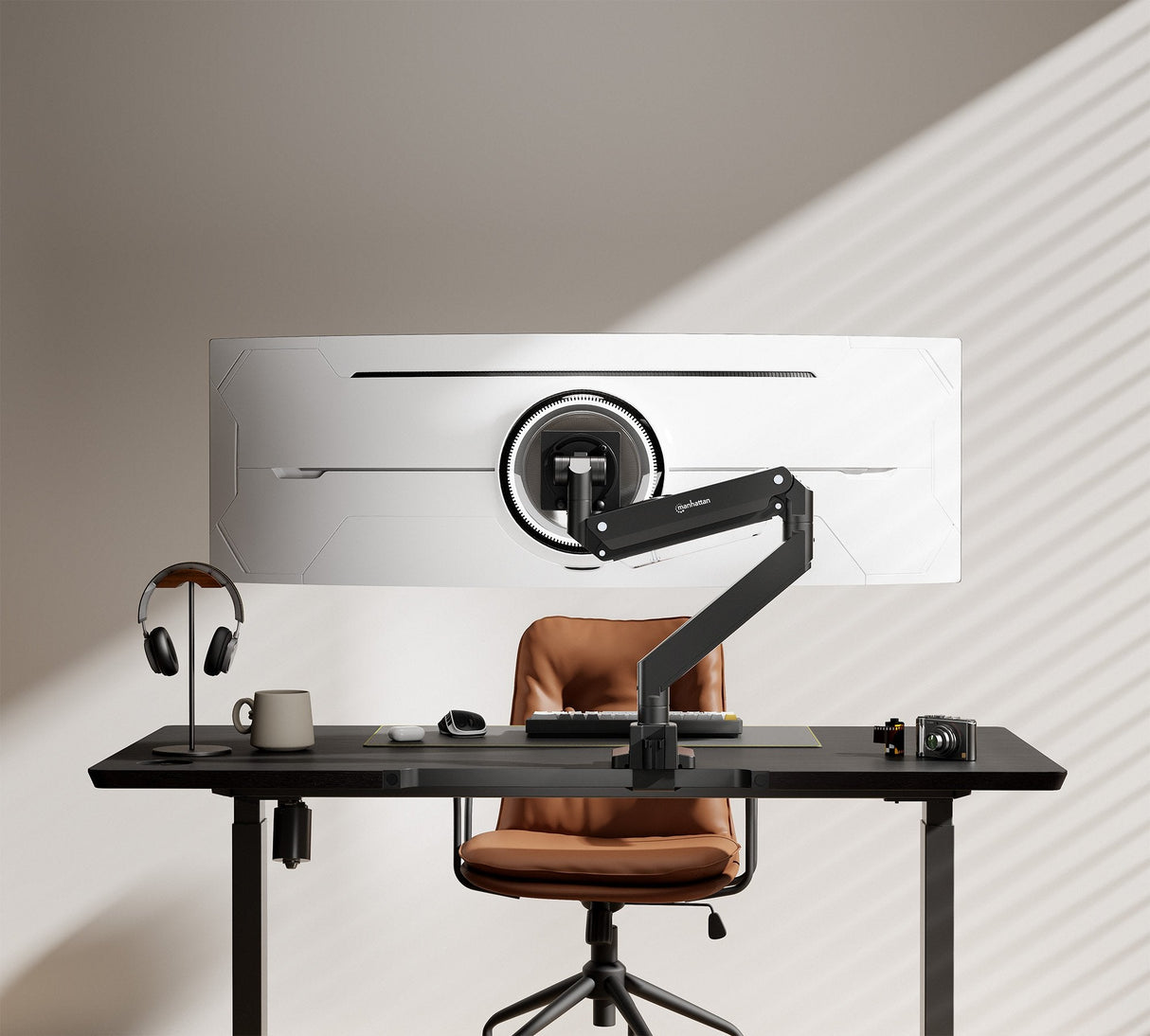 Soporte Manhattan 462594 Para Monitor (57") Escritorio Negro