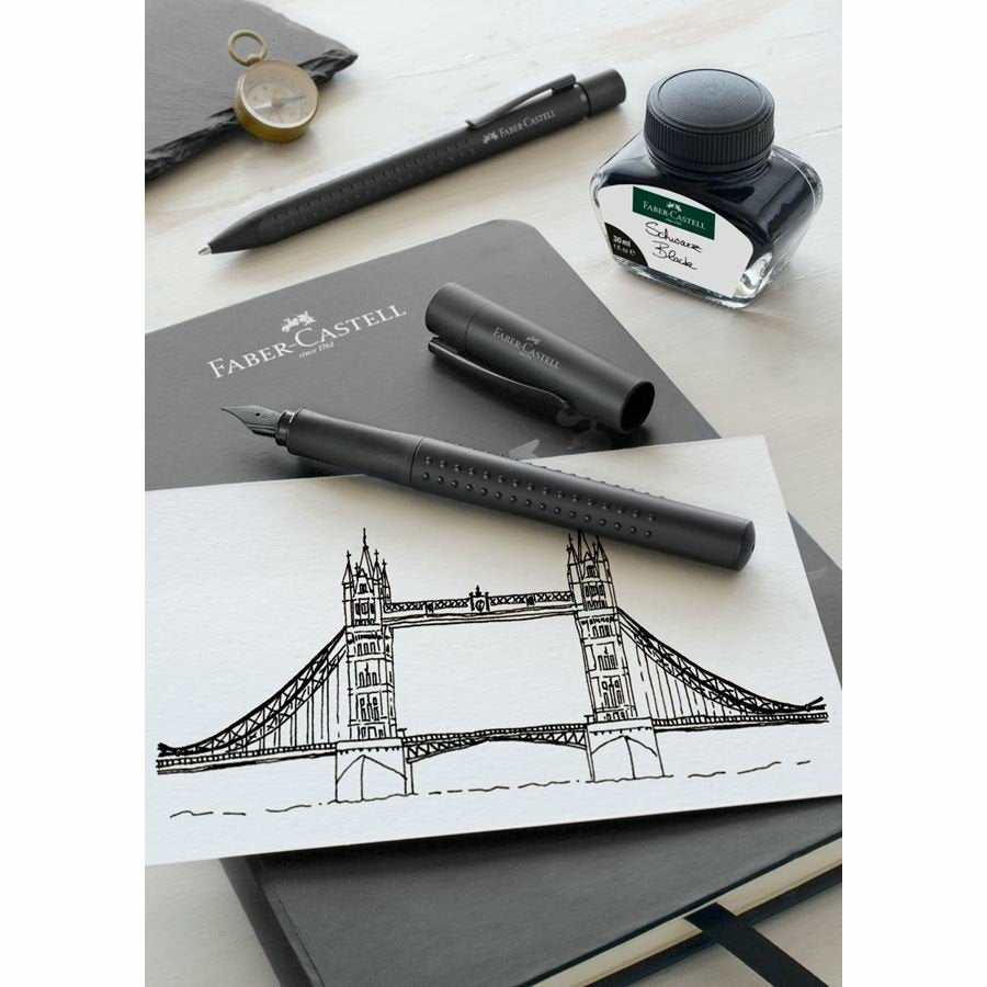 Faber Castell Pluma Estilográfica Grip Edition All Black M Negro