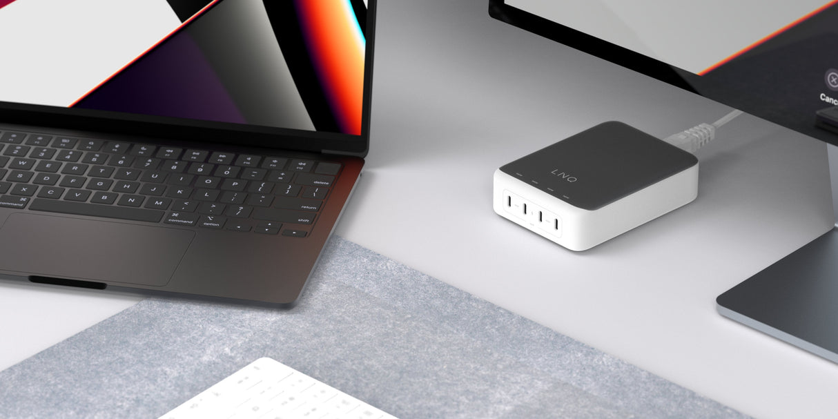 Cargador Escritorio 4xusb-C 240w Gan2 Plata Linq Hasta 240w/ 4xusb-C Pd/ 140w Máximo Por Puerto