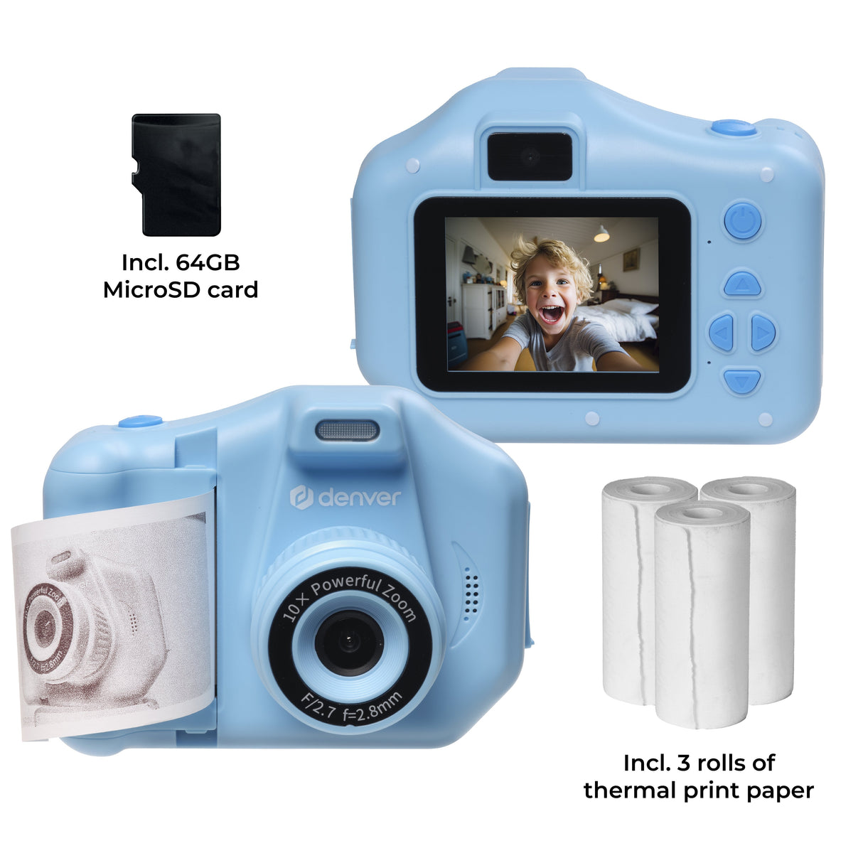 Denver Kpc-1370 Blue Kids Camera With Drucker