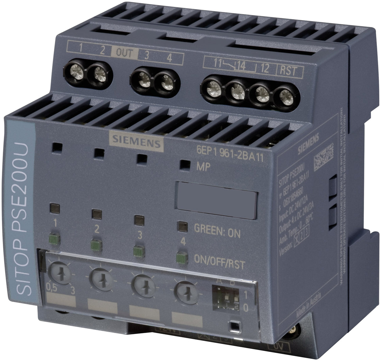 Siemens 6ep19612ba11 Sitop Pse200u 3a Selektivittsmodul 4-Kanalig Eing. 24vdc