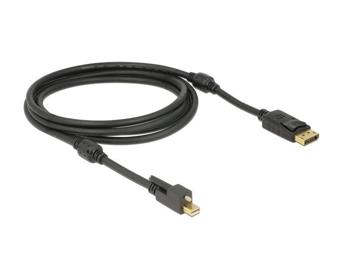 Delock Cable Mini Displayport 1.2 Macho Con Tornillo Displayport Macho 4k Negro 2 M