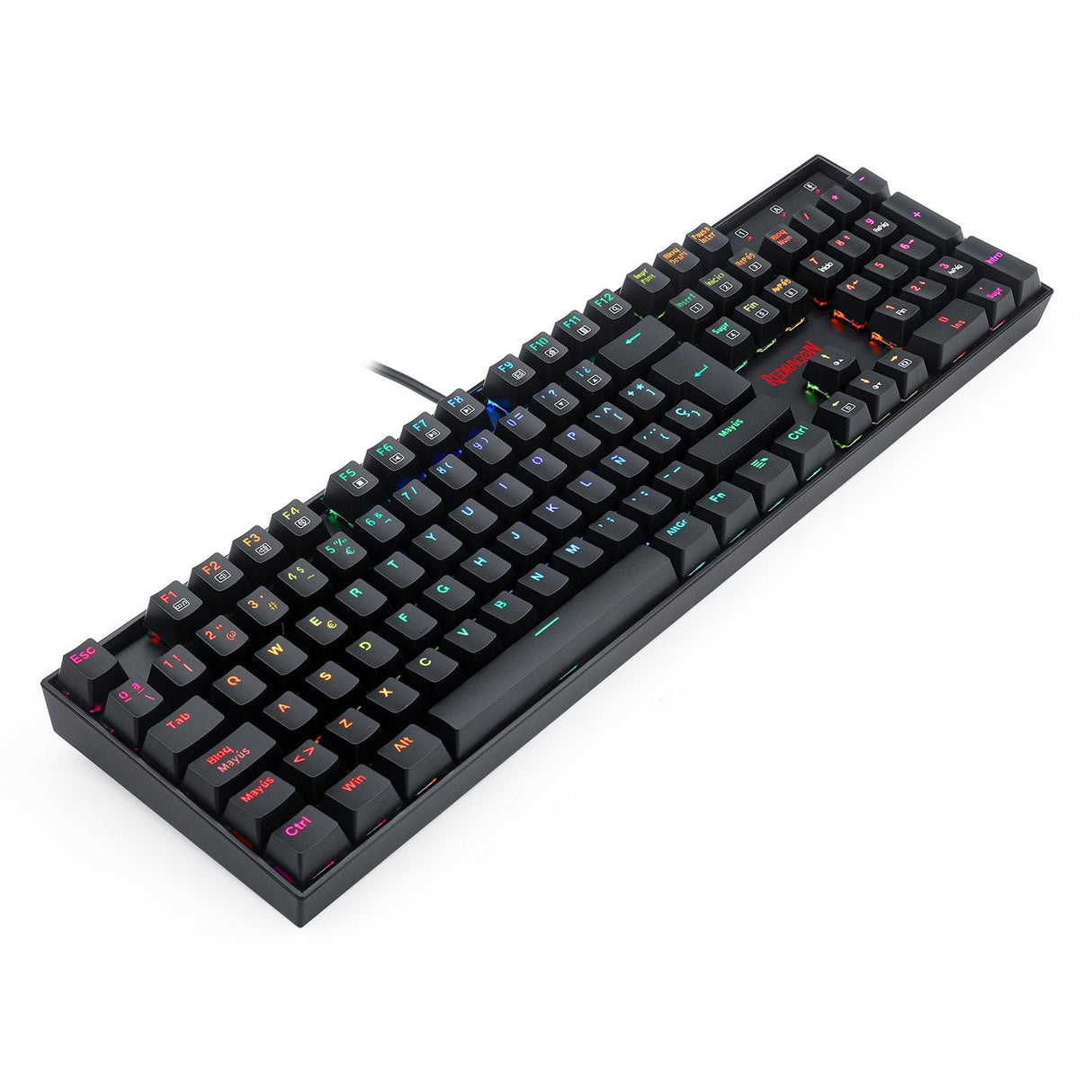 Redragon Mitra Teclado Mecánico Gaming Switch Rojo Rgb Español España Negro