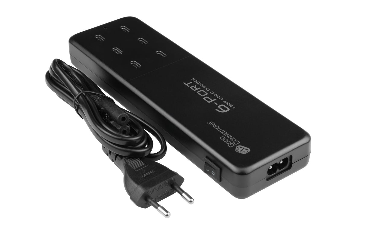 Estación De Carga Rápida De Escritorio Usb 120w 6 Puertos 6xusb-C Pd3.0 Qc4+ Goodconnections Negro
