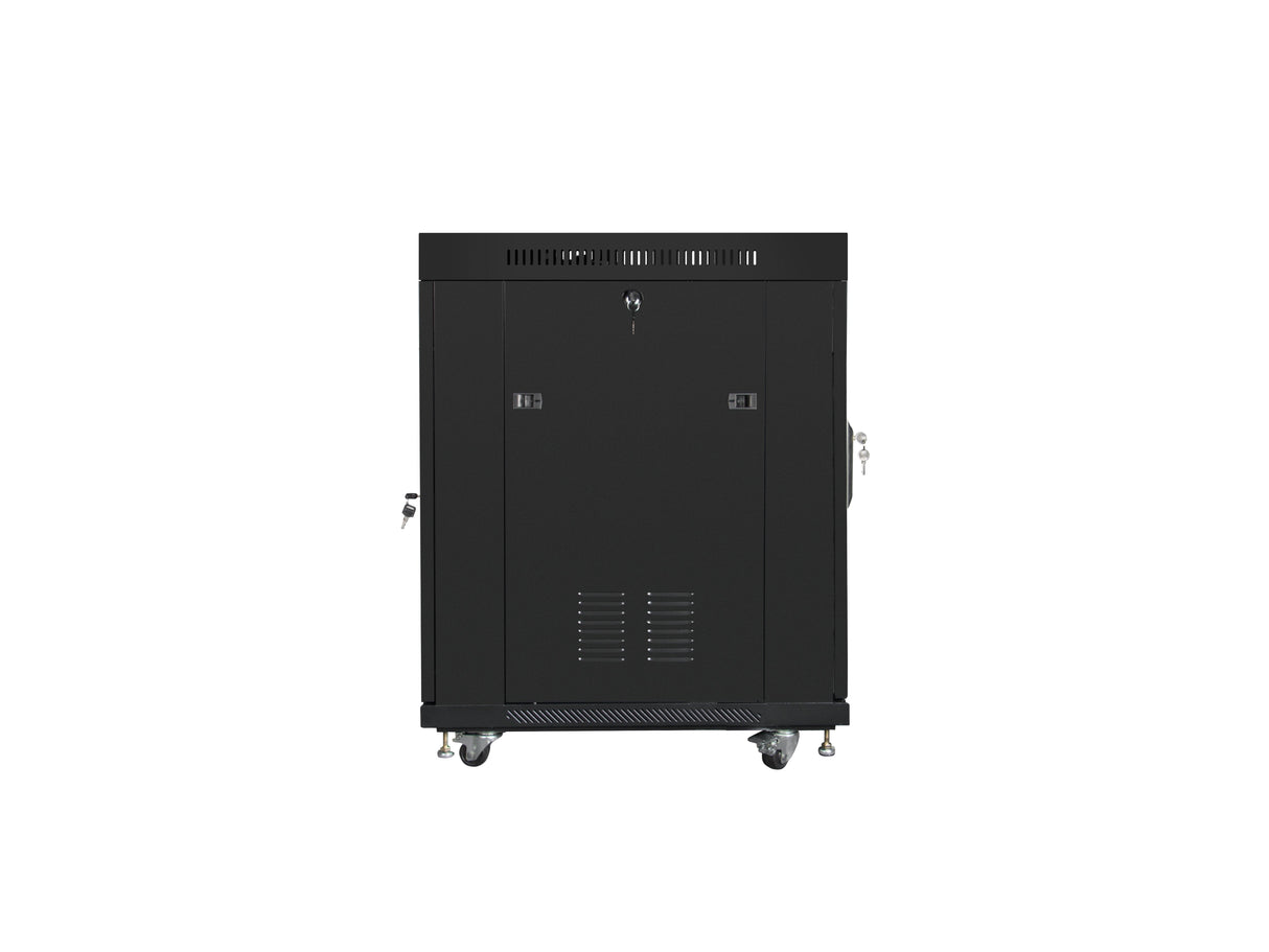 Armario Rack 19" Autónomo 15u/800x1000 Lcd Con Puerta Cristal Negro Lanberg (Flat Pack)