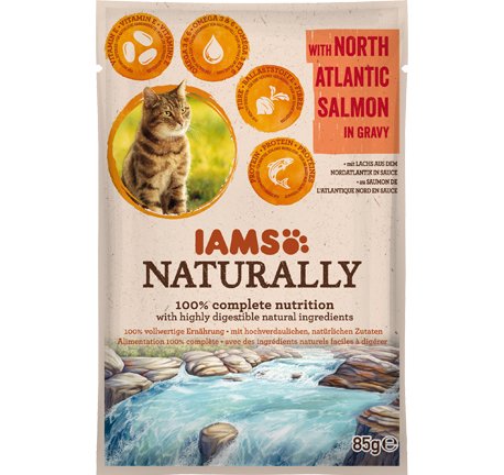 Comida Húmeda Para Gatos Iams Naturally Adult With North Atlantic Salmon In Gravy 85g