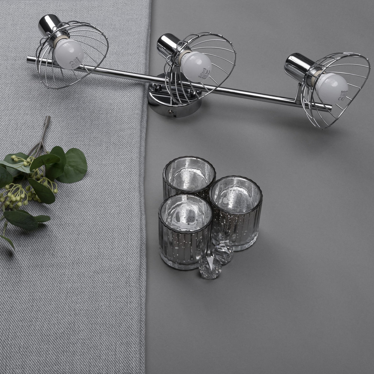 Activejet Gizel Tira De Luz De Pared De Techo Triple Cromo E14 Lámpara De Pared Para Sala De Estar