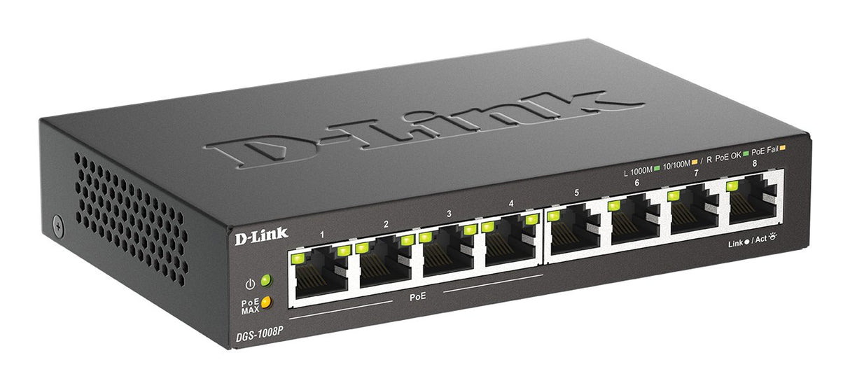 EAN 0790069344176 - D-Link DGS-1008P/E switch No administrado L2 Gigabit Ethernet (10/100/1000) Energía sobre Ethernet (PoE) imagen 2