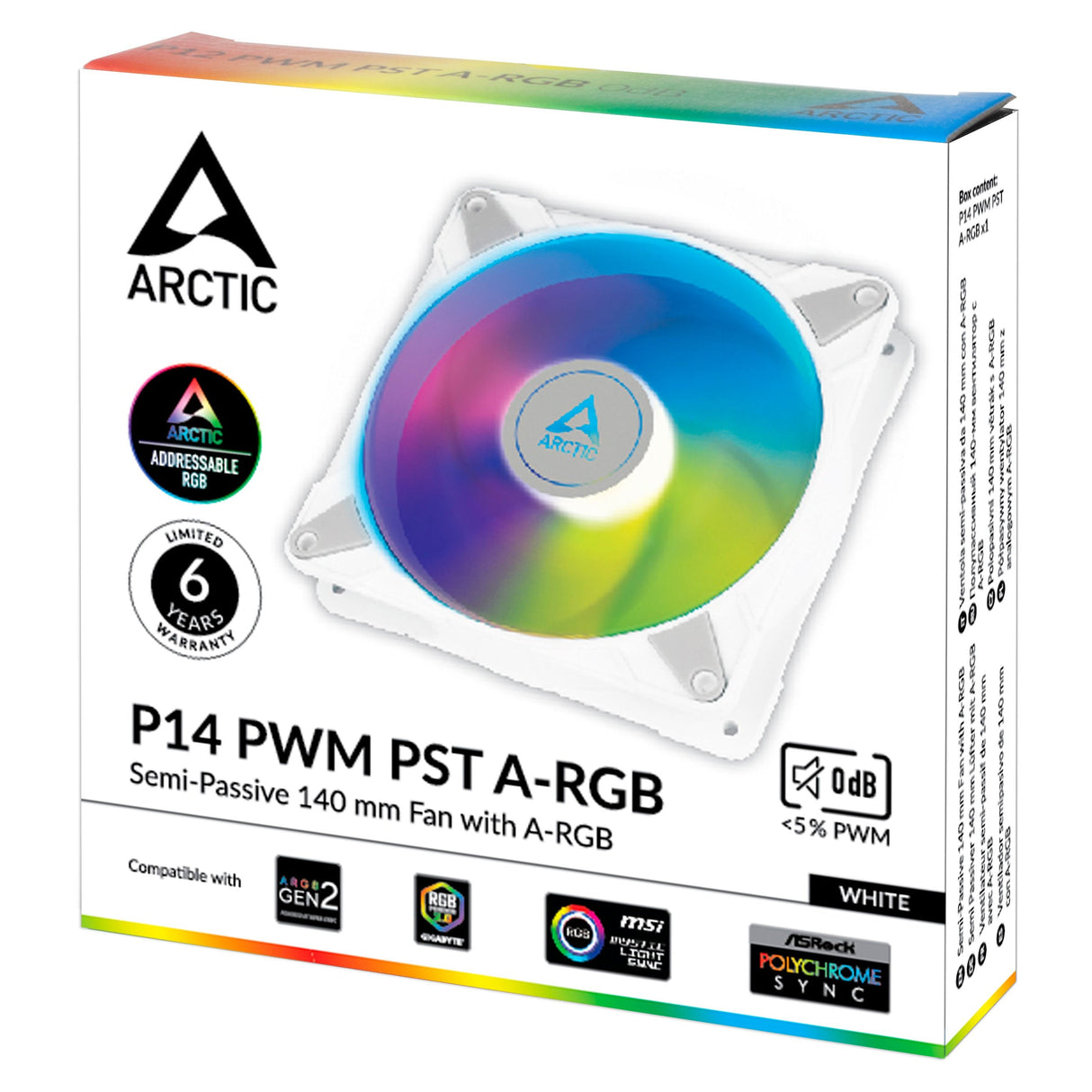 Ventilador Pc Arctic P14 Pwm Pst A-Rgb Blanco Acfan00276a