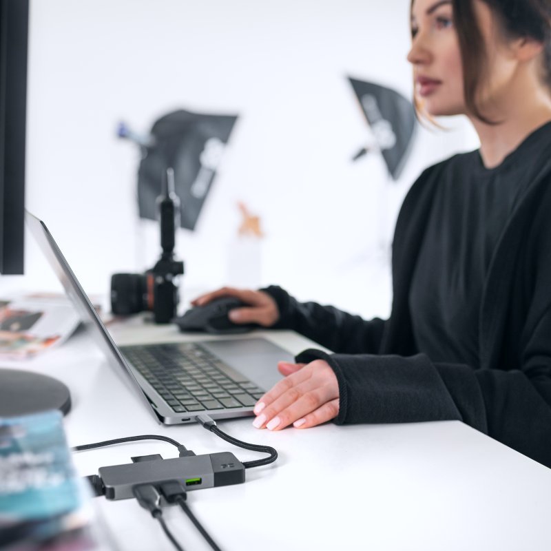 Estación De Acoplamiento Green Cell Ak50, Adaptador, Hub Usb-C 7in1 (3xusb, Hdmi, Sd (4k, Dex))