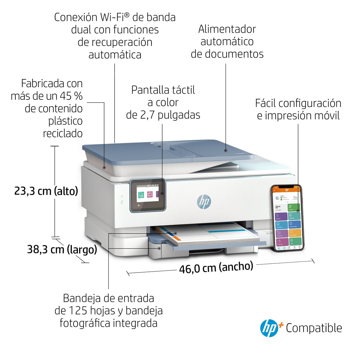 Hp Envy Inspire 7921e All-In-One Color Inkjet 15/10ppm Print Scan Copy Printer