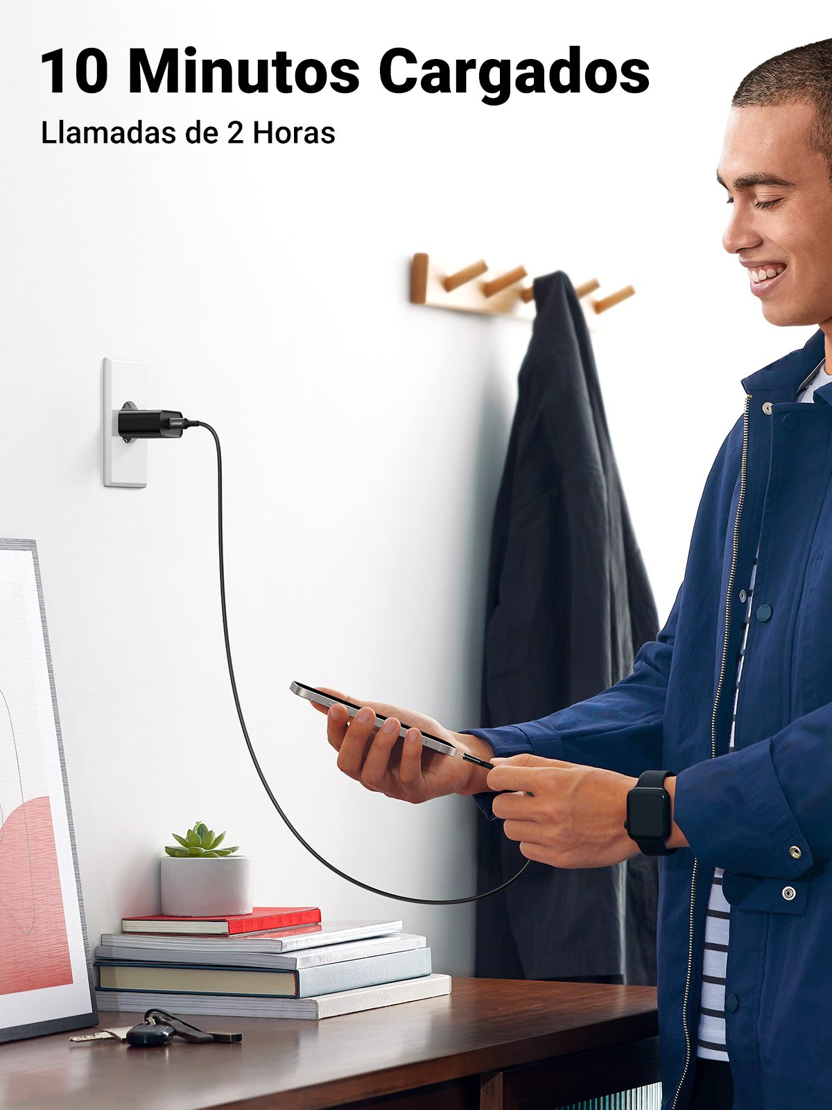 Cargador De Pared Ugreen Usb-C 20w Pd Ue Negro