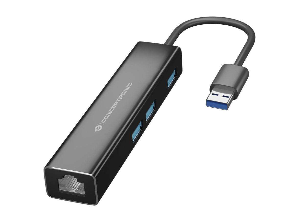 Conceptronic Usb-Hub 3port Usb-C->Usb-A 3.0/Giga.+Adaptador
